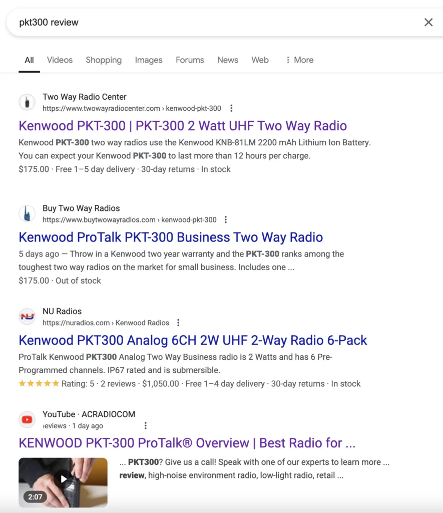 page 1 video SEO for business