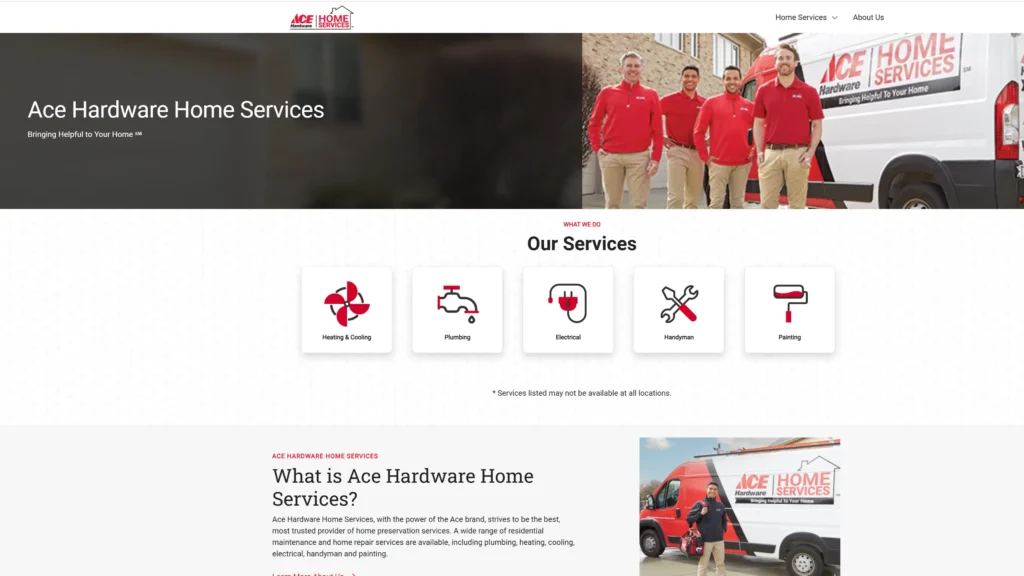 home repair services website design example